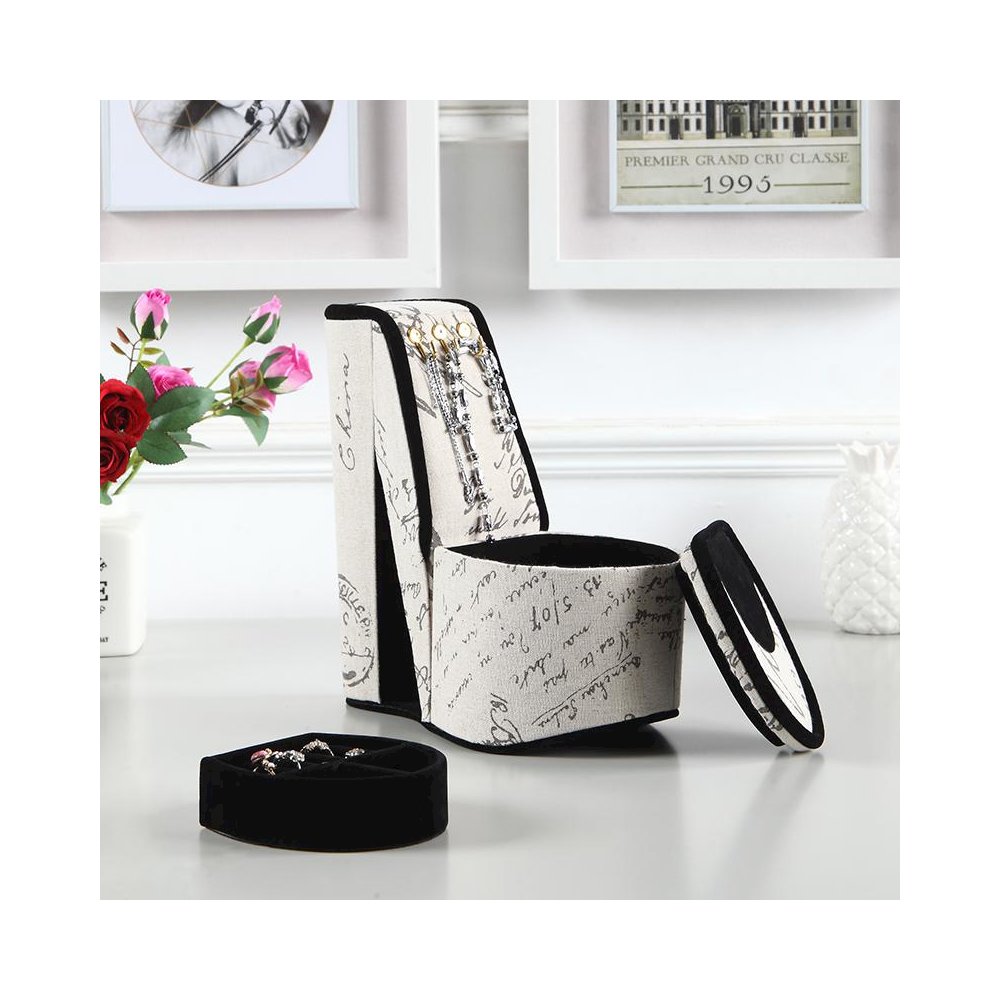 9" In Stencil Letter Print High Heel Shoe Display W/ Hooks Jewelry Box. Picture 4