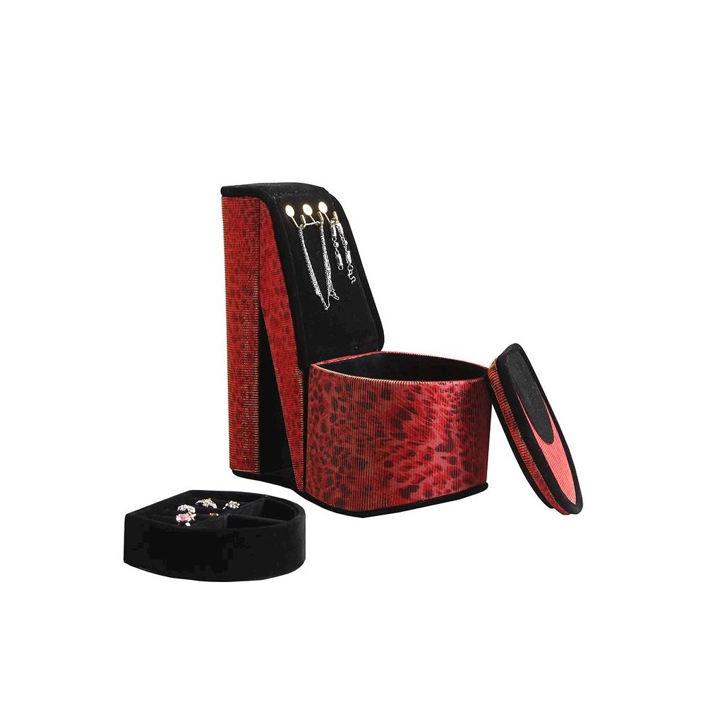 9" In Leopard Iridescent Print High Heel Shoe Display W/ Hooks Jewelry Box. Picture 2