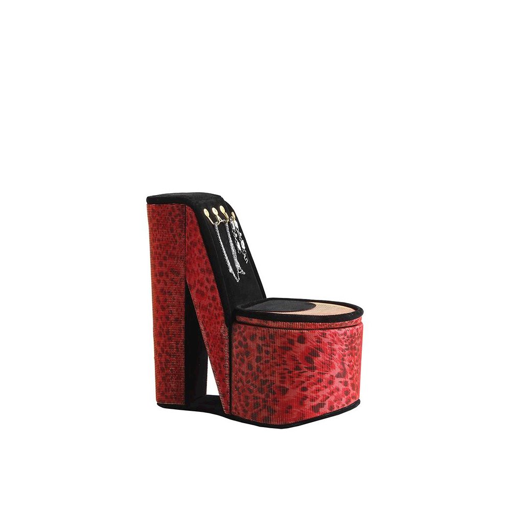 9" In Leopard Iridescent Print High Heel Shoe Display W/ Hooks Jewelry Box. Picture 1