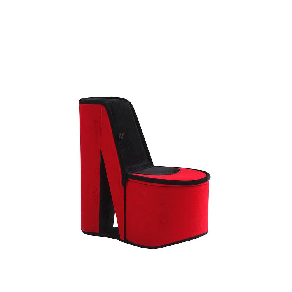 9" In Red Velvet High Heel Shoe Hidden Jewelry Box. Picture 1