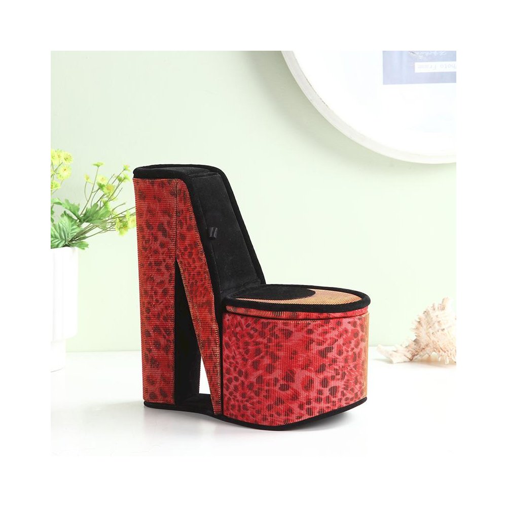 9" In Leopard Iridescent Print High Heel Shoe Hidden Jewelry Box. Picture 2