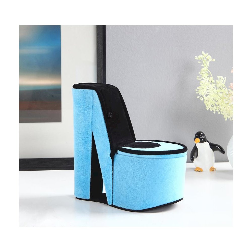 9" In Turqoise Blue Velvet High Heel Shoe Hidden Jewelry Box. Picture 3