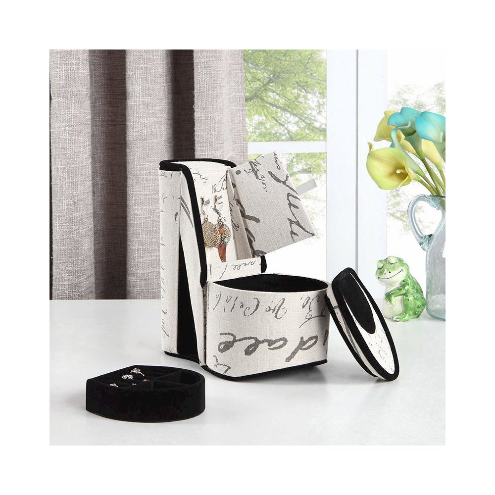 9" In Stencil Letter Print High Heel Shoe Hidden Jewelry Box. Picture 4