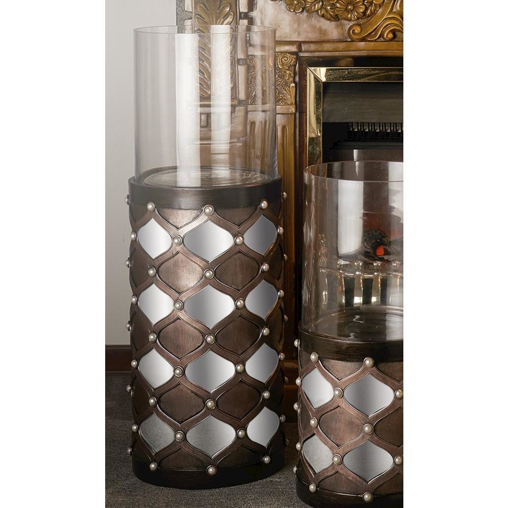 31"H Arabesque Mirror Floor Candleholder. Picture 2