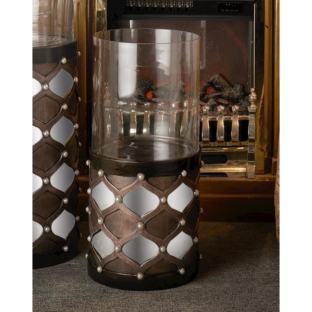 22"H Arabesque Mirror Floor Candleholder. Picture 2