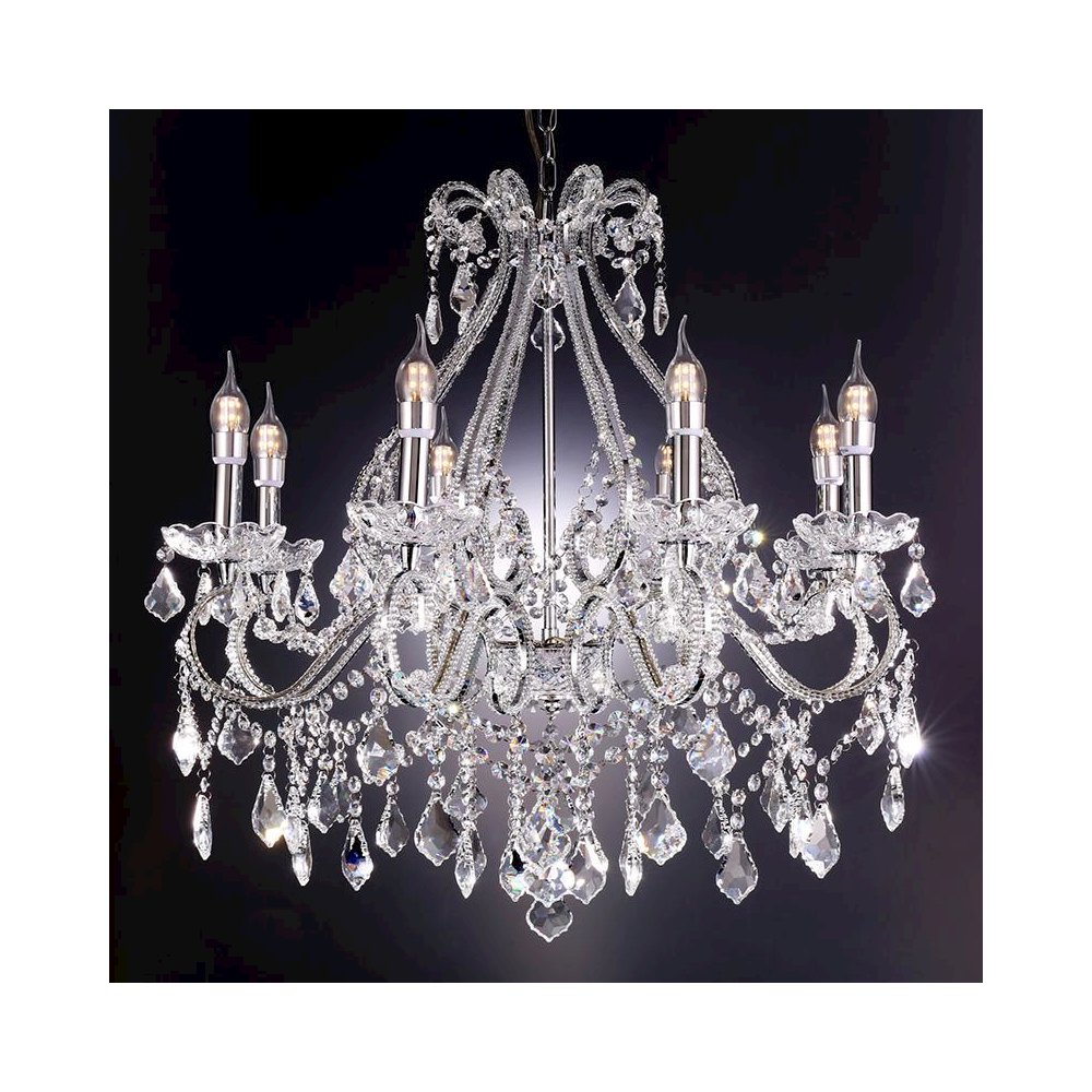 27"W X 28"H Nola Crystal 8-Lights Hard-Wired Chandelier W/ Led Lights. Picture 2
