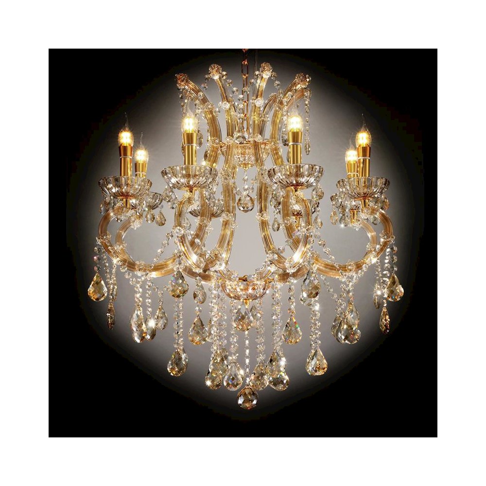 30" Gallant Cognac Crystal 8-Lights Led Hard-Wired Ceiling Lamp. Picture 2