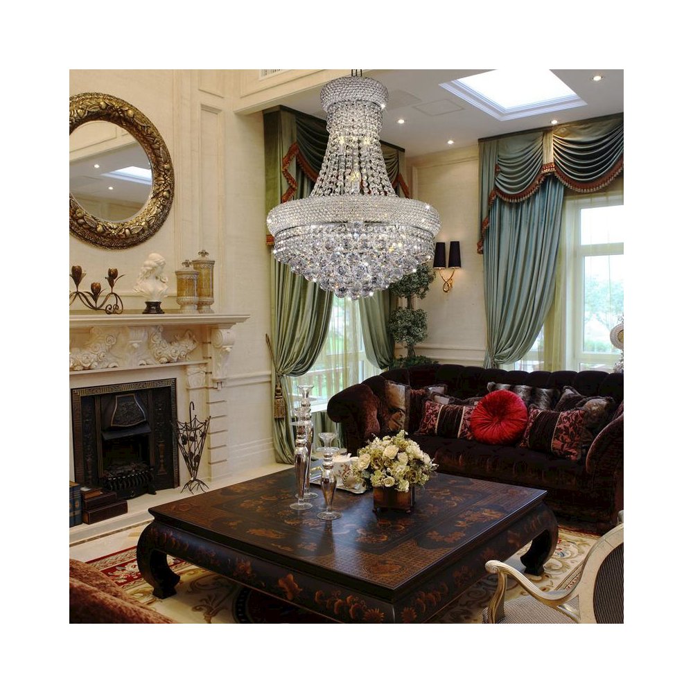 26"In Adagio Empire Crystal 12-Lights Led Hard-Wired Ceiling Lamp. Picture 1
