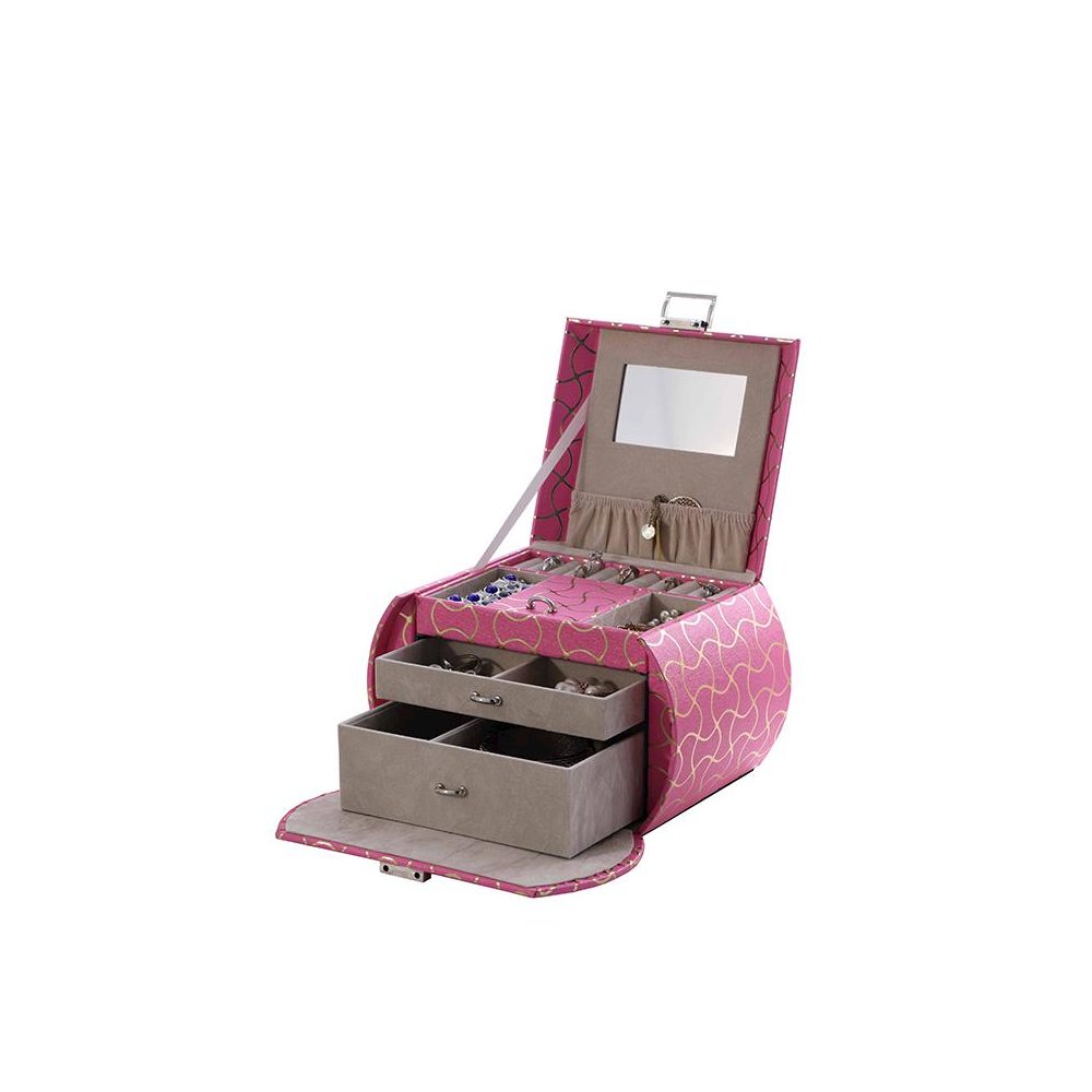 6.8" In Hot Pink Travel Jewelry Case. Picture 2