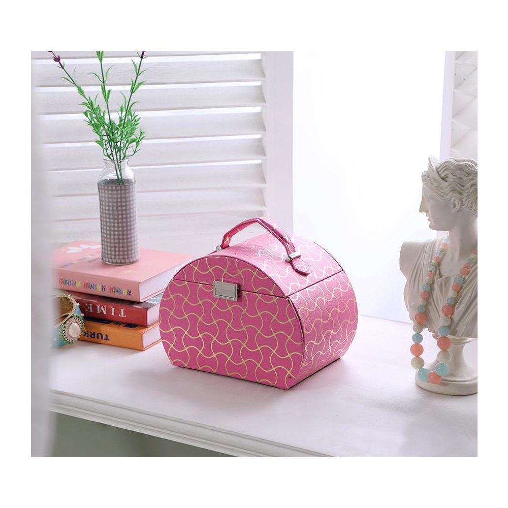 6.8" In Hot Pink Travel Jewelry Case. Picture 3