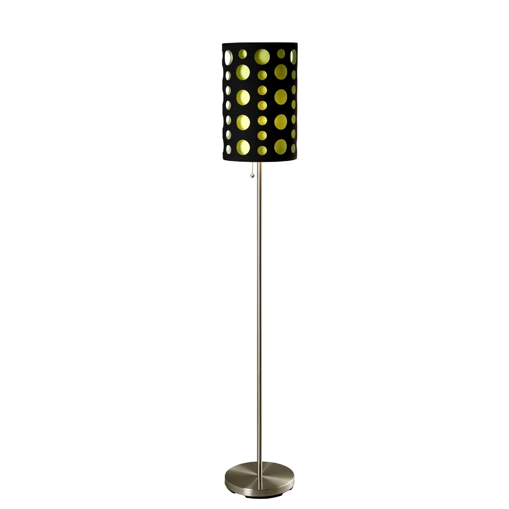 66"H Modern Retro Black-Green Floor Lamp. Picture 1