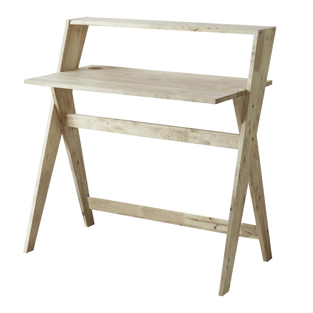 37.5" In Mid Century Crisscross Study Desk - Natural. Picture 2