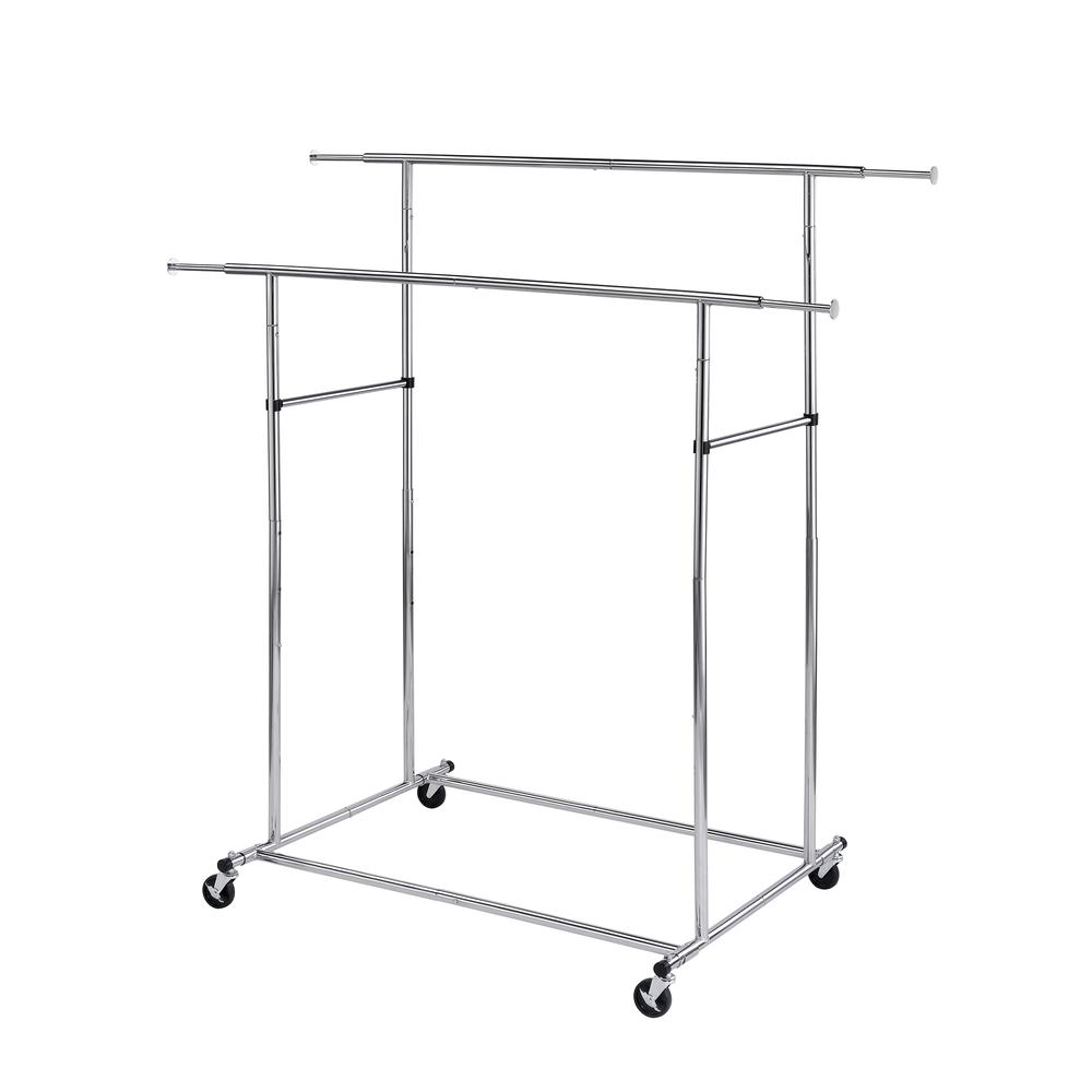 65"In Dual Bar Adjustable Industrial Garment Rack. Picture 1