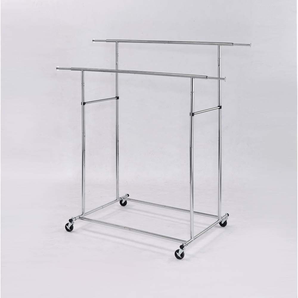 65"In Dual Bar Adjustable Industrial Garment Rack. Picture 3