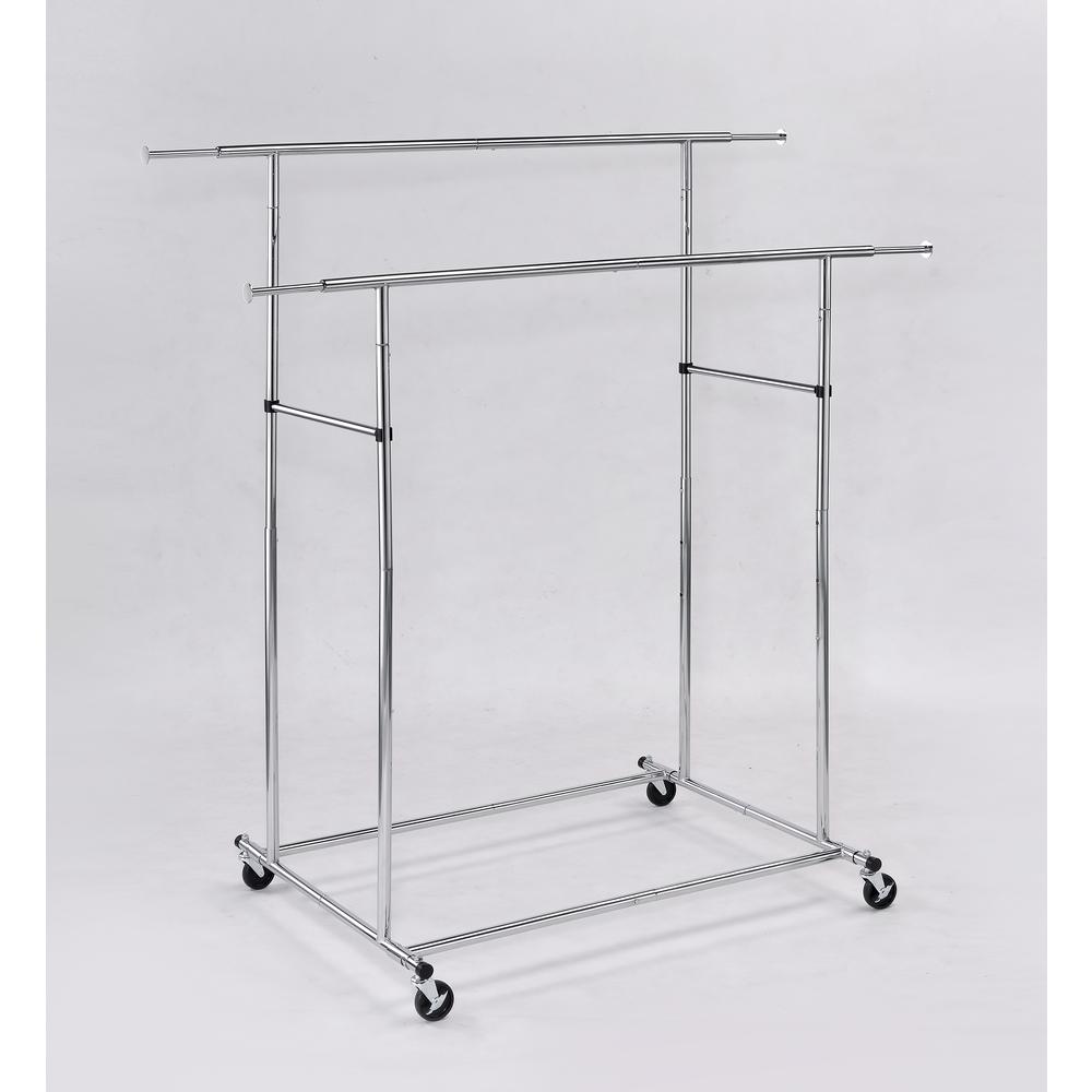 65"In Dual Bar Adjustable Industrial Garment Rack. Picture 4