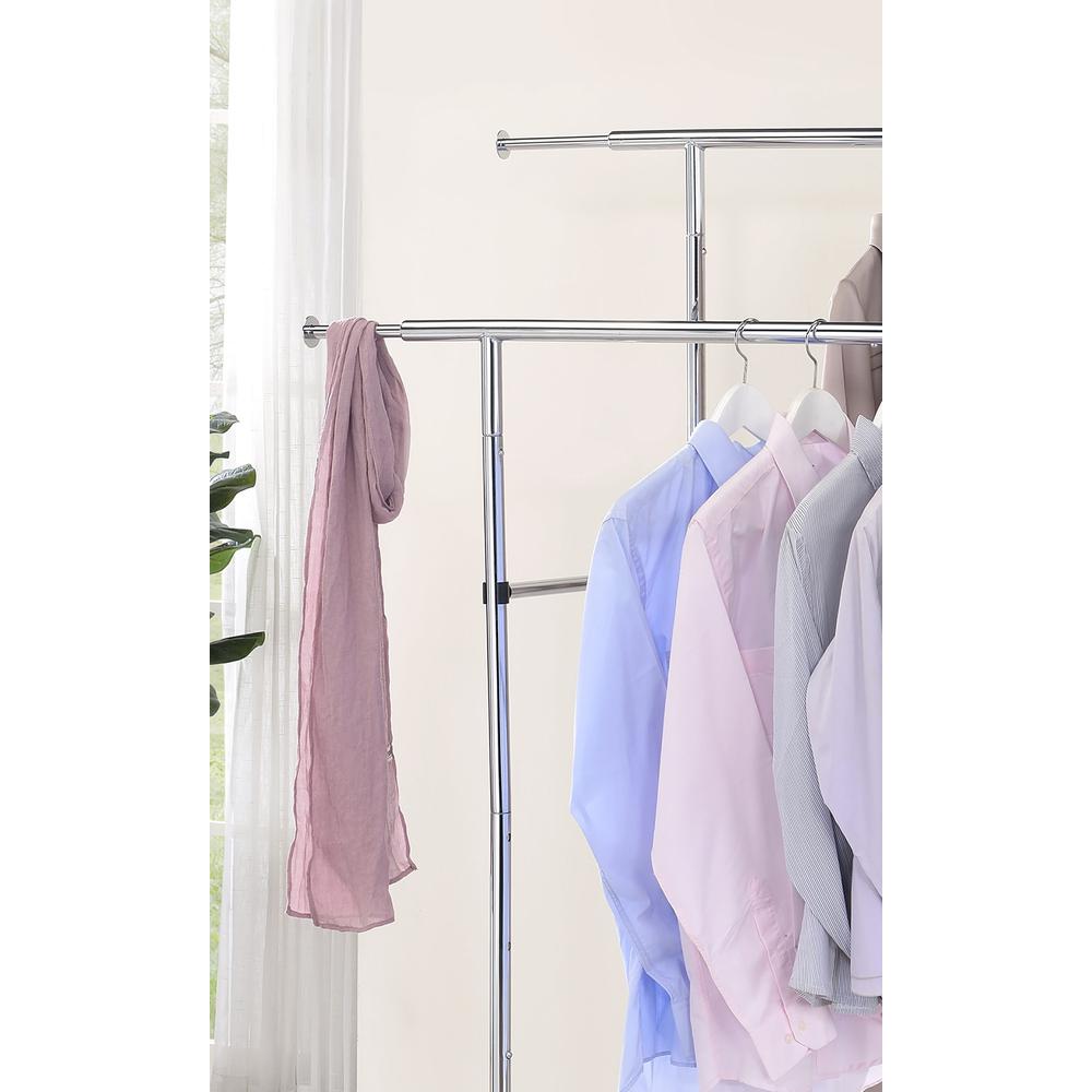 65"In Dual Bar Adjustable Industrial Garment Rack. Picture 7
