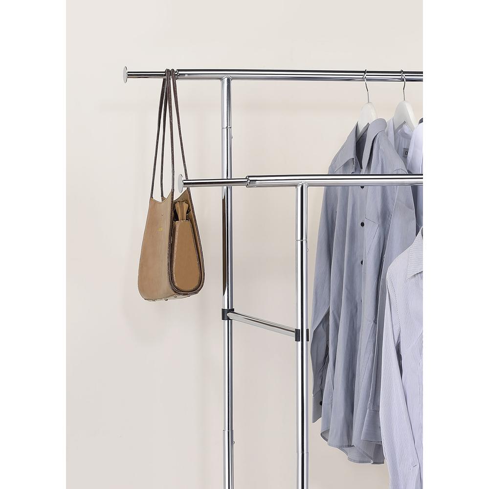 65"In Dual Bar Adjustable Industrial Garment Rack. Picture 6