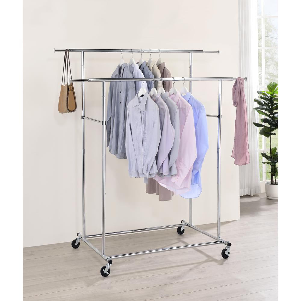 65"In Dual Bar Adjustable Industrial Garment Rack. Picture 5