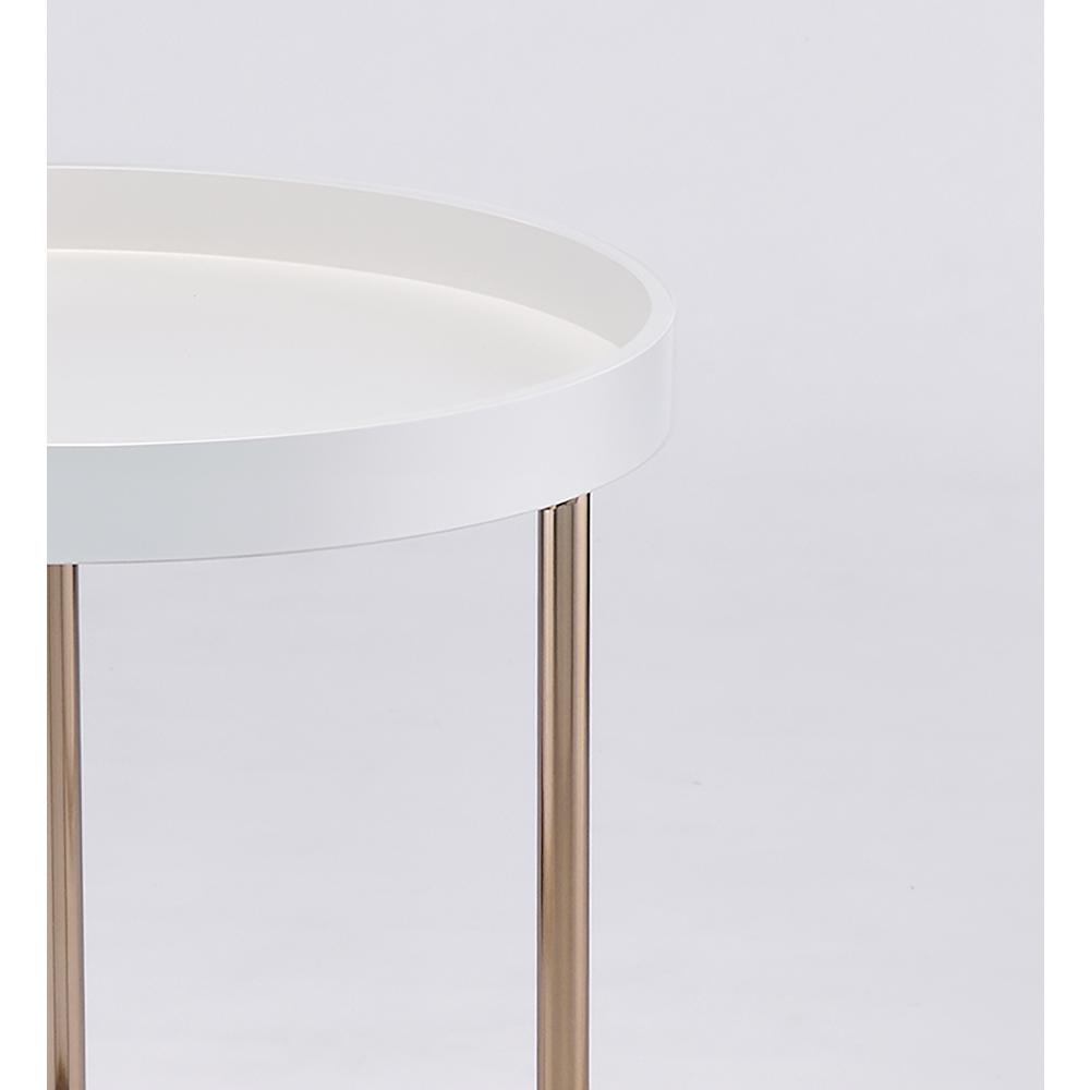 21.75" In White Edie Mid-Century Lipped Edge Side Table W/ Copper Legs. Picture 4