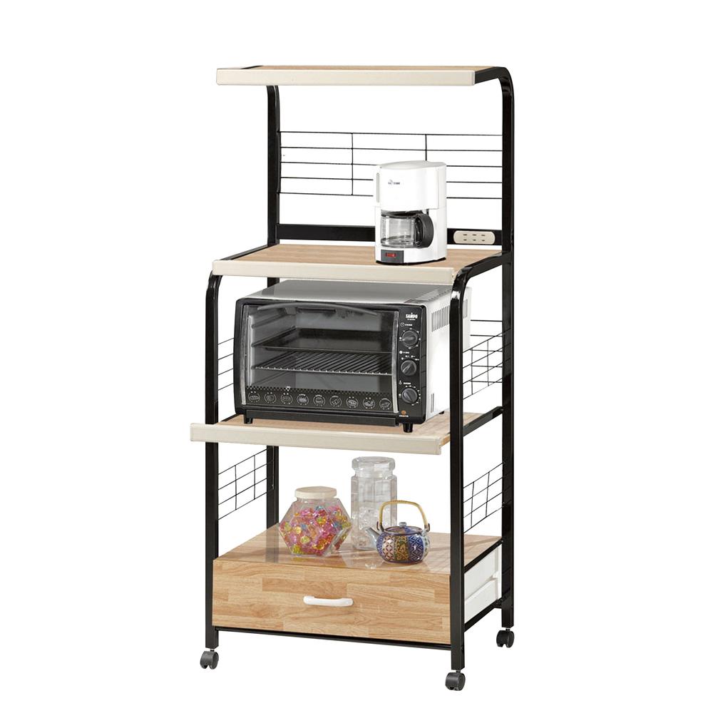 60"H Black Microwave Cart W/ Outlet. Picture 4
