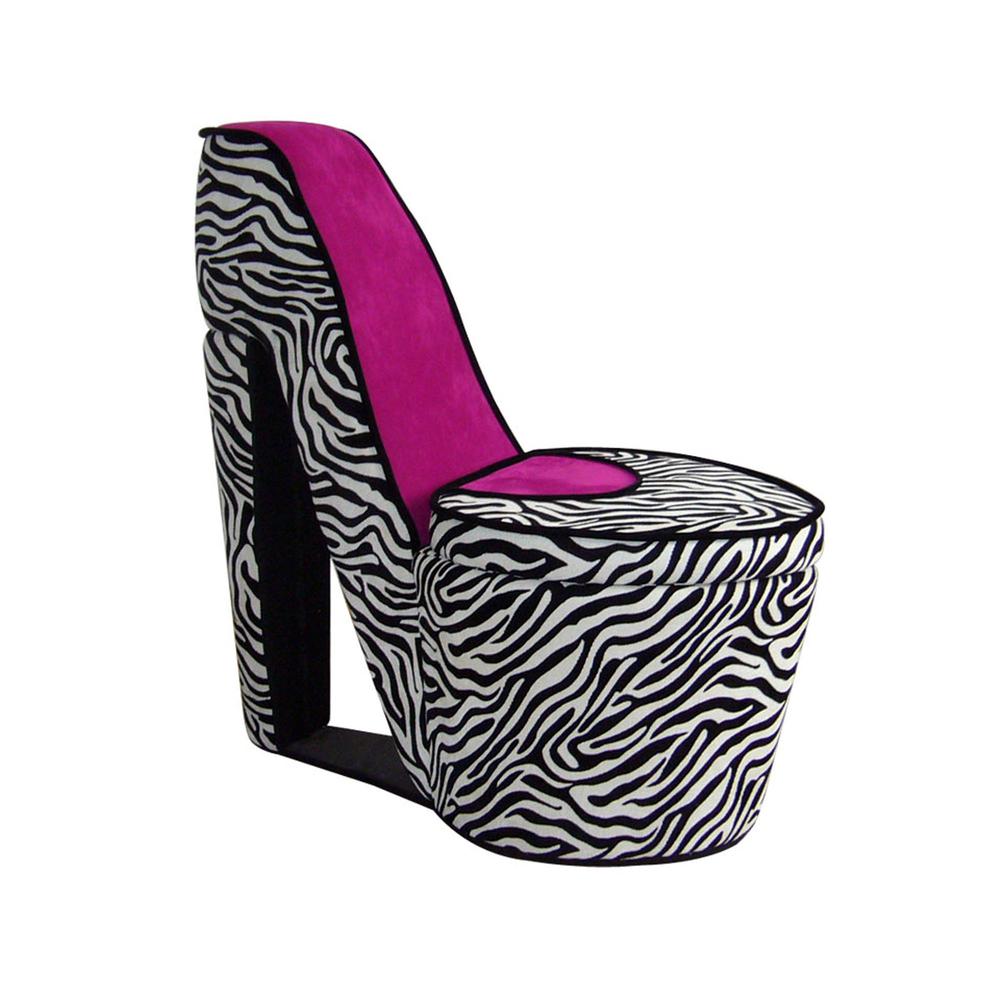 Pink Zebra Prints High Heel Storage Chair. Picture 3
