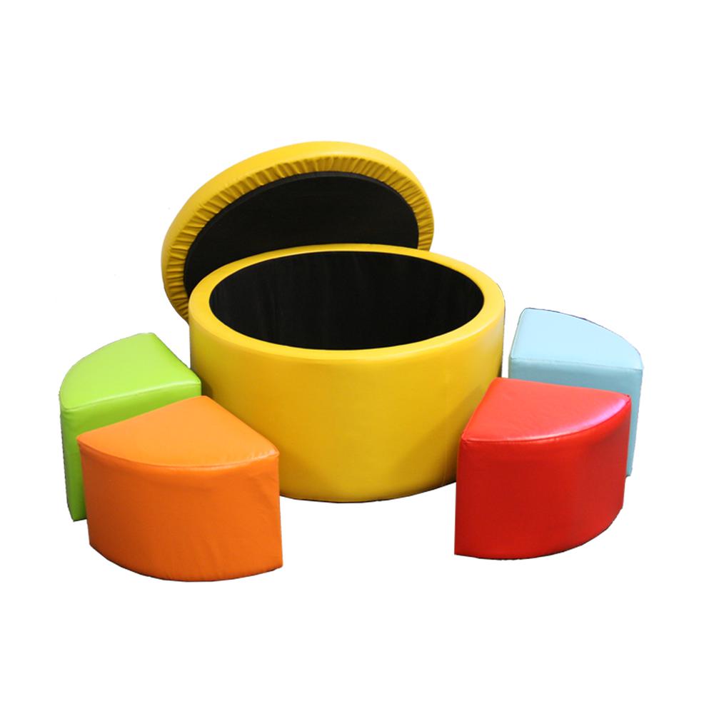 13.5"H Yellow Storage Ottoman W/ 4 Seating. Picture 3