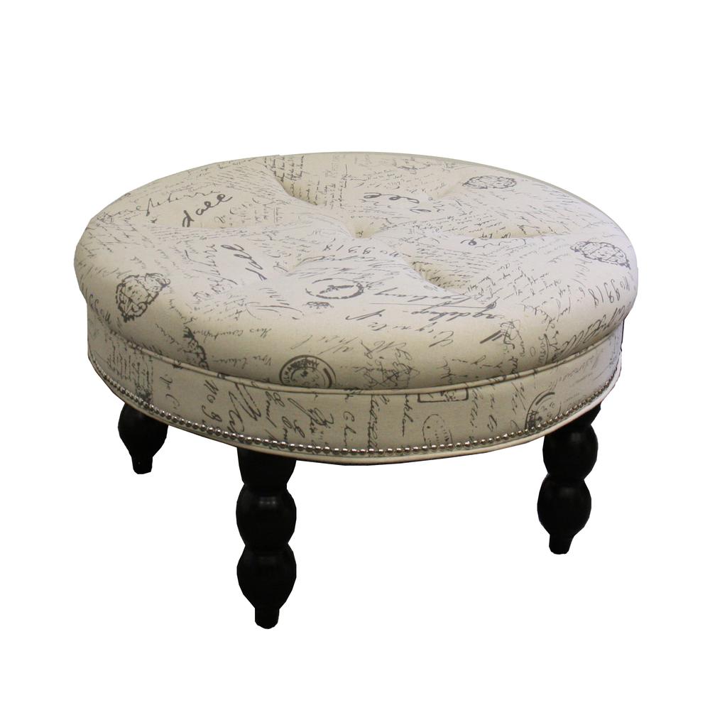 19.5"H Old World Round Signature Ottoman. Picture 4
