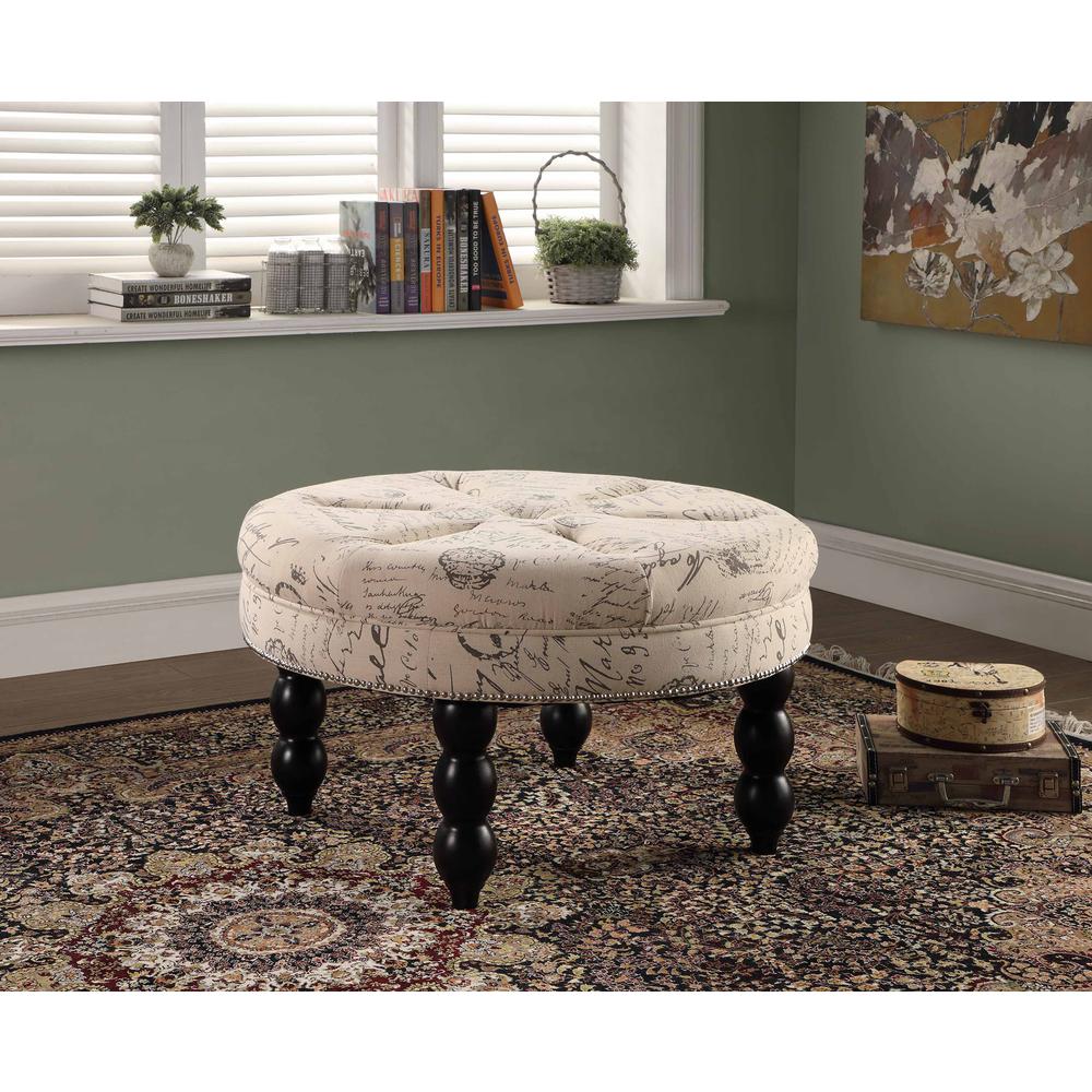 19.5"H Old World Round Signature Ottoman. Picture 5