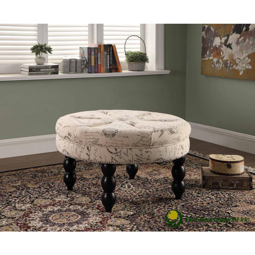 19.5"H Old World Round Signature Ottoman. Picture 1