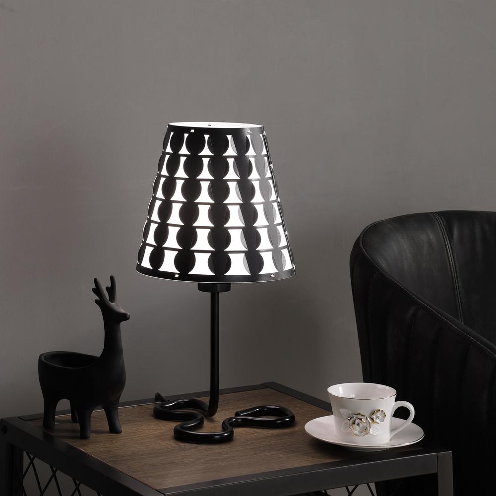 16"In Traci Black Geometric Metal Table Lamp. Picture 3