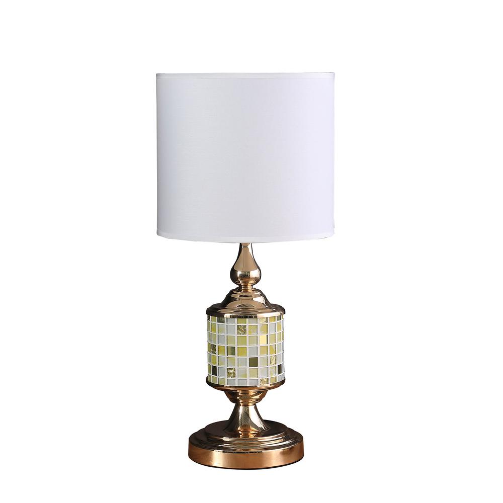 23" LAYLA ROSE GOLD BOHEMIAN GLASS MOSAIC MODERN TABLE LAMP. Picture 1