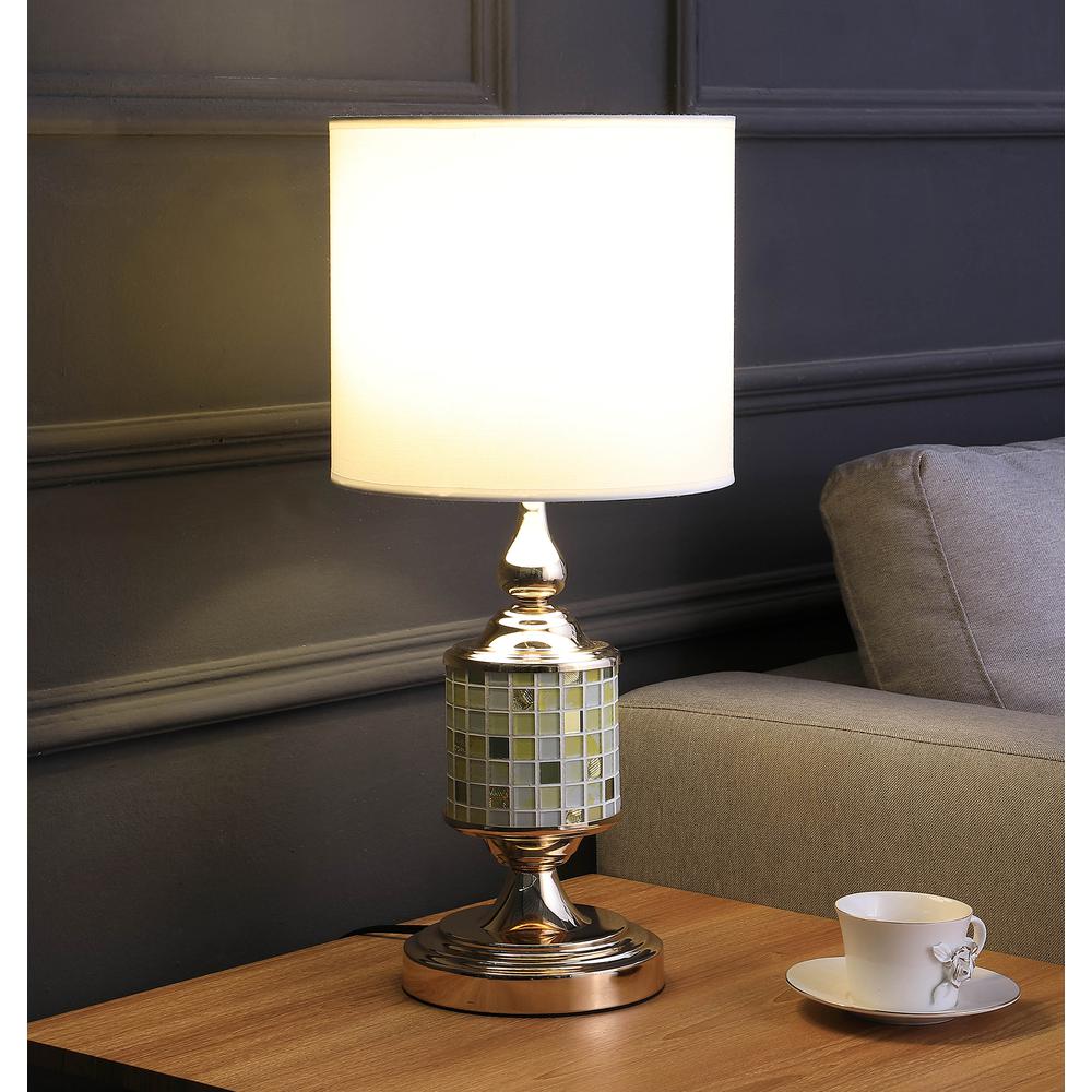 23" LAYLA ROSE GOLD BOHEMIAN GLASS MOSAIC MODERN TABLE LAMP. Picture 4