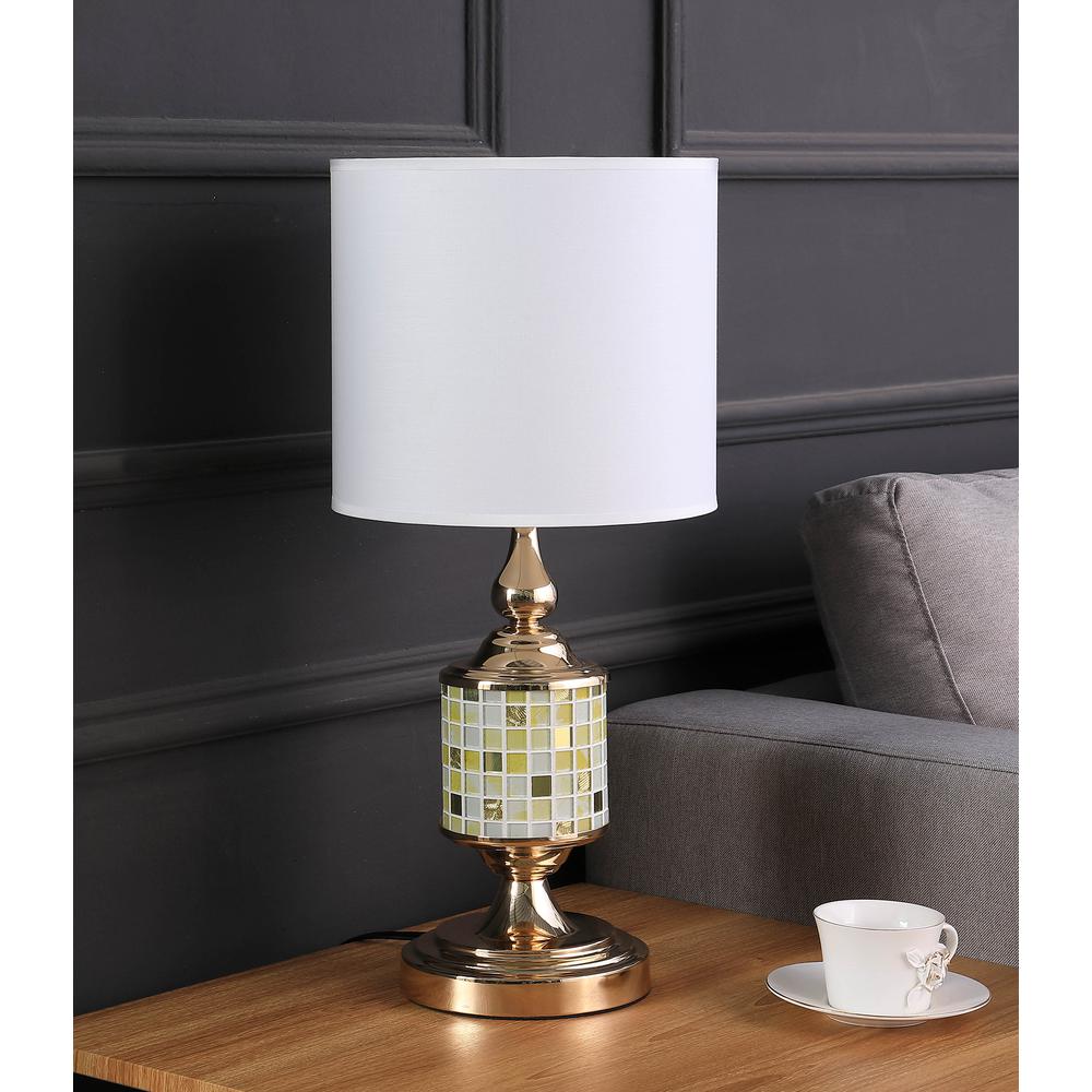 23" LAYLA ROSE GOLD BOHEMIAN GLASS MOSAIC MODERN TABLE LAMP. Picture 3
