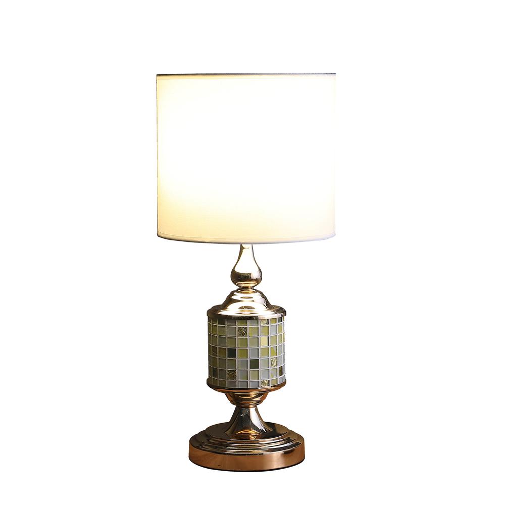 23" LAYLA ROSE GOLD BOHEMIAN GLASS MOSAIC MODERN TABLE LAMP. Picture 2
