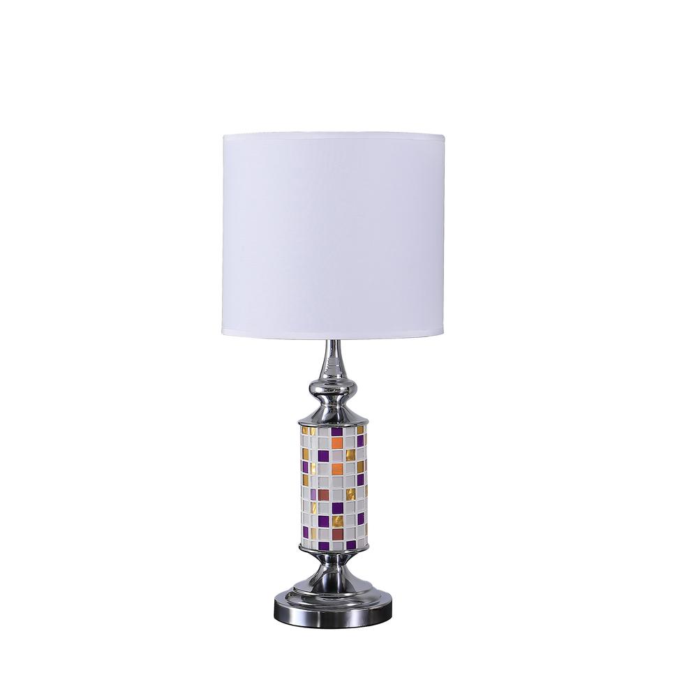 24" VICKI CHROME BOHEMIAN GLASS MOSAIC MODERN TABLE LAMP. Picture 1