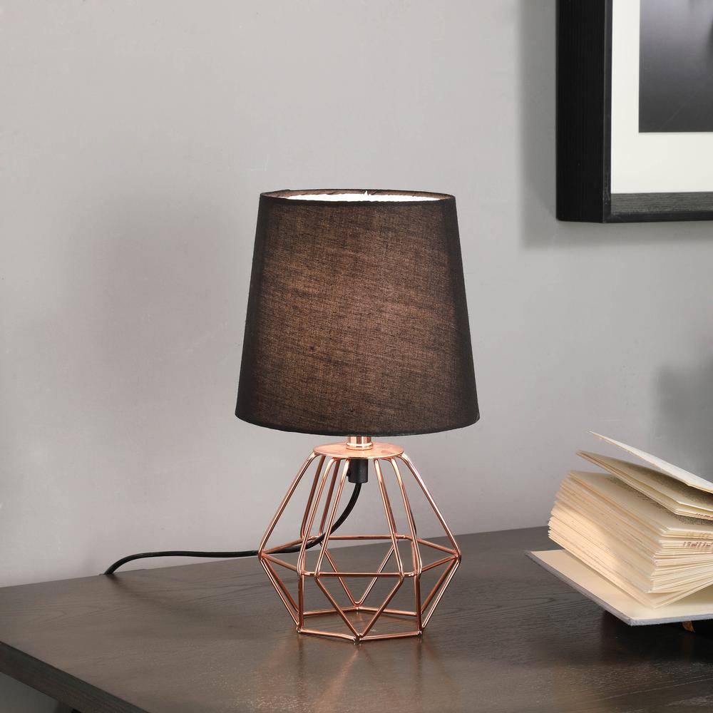 11.25" In Wesley Geometric Copper Metal Wire Hexagon Table Lamp. Picture 3