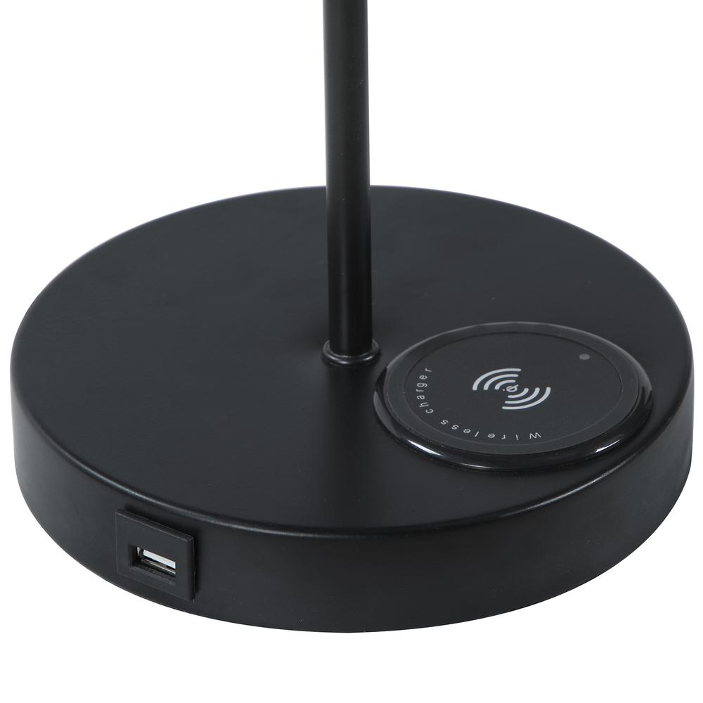 20.75" In Sterling Matte Non-Gloss Black Table Lamp W/ Wireless Charging Station And Usb Port. Picture 4