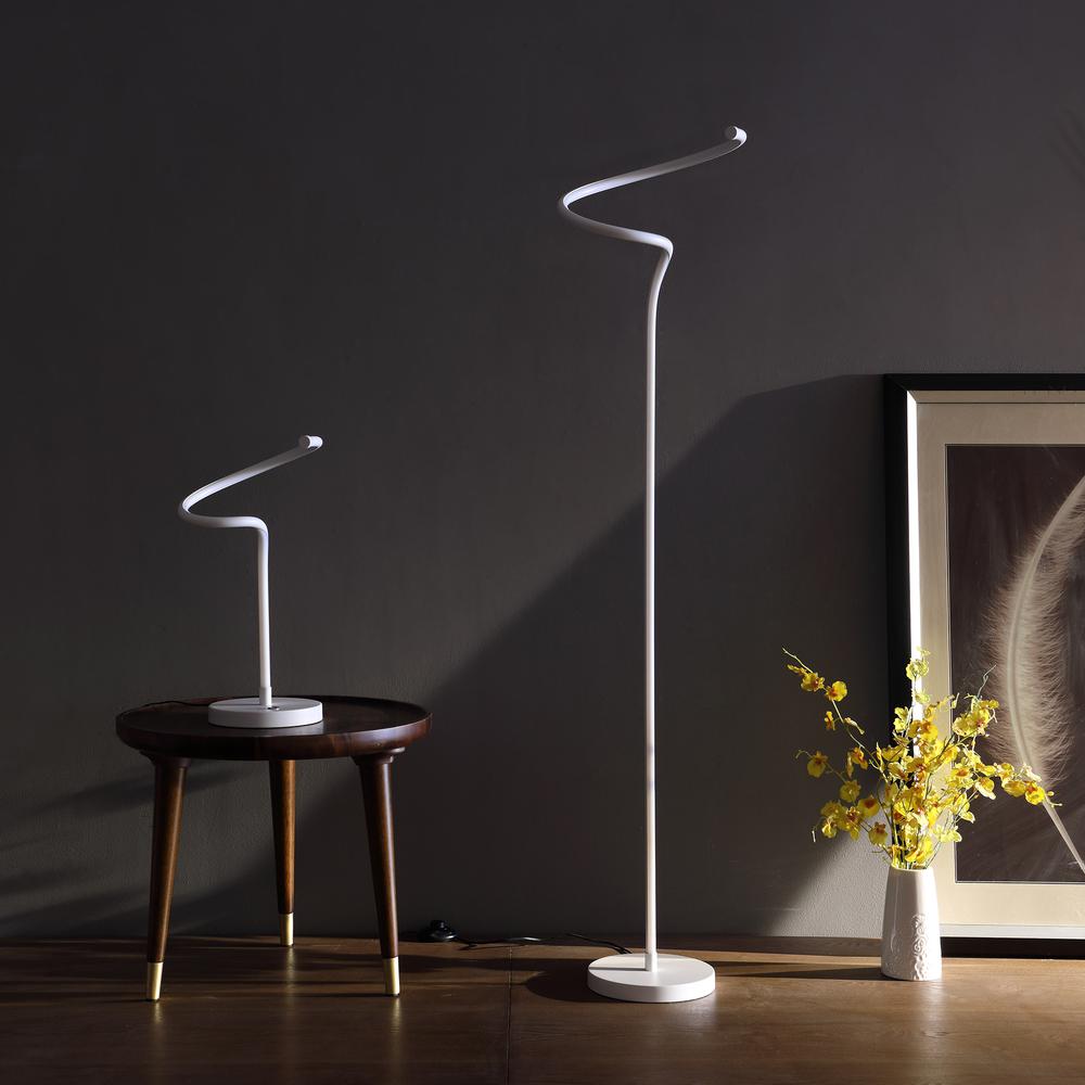19" In Led Matte White Curvilinear S-Curve Spiral Tube Led Table Lamp. Picture 6