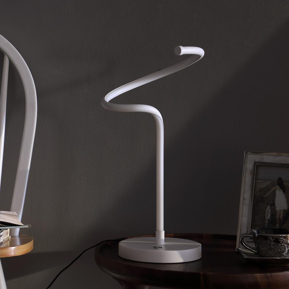 19" In Led Matte White Curvilinear S-Curve Spiral Tube Led Table Lamp. Picture 3