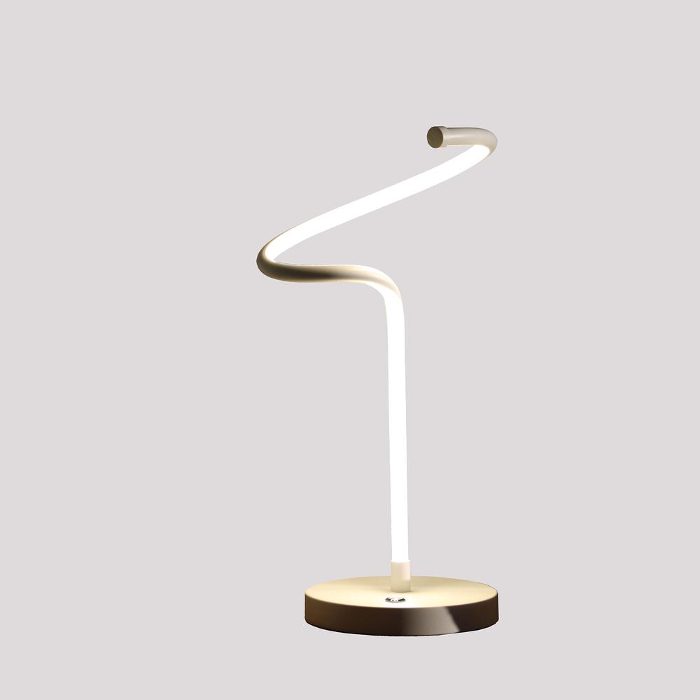 19" In Led Matte White Curvilinear S-Curve Spiral Tube Led Table Lamp. Picture 2