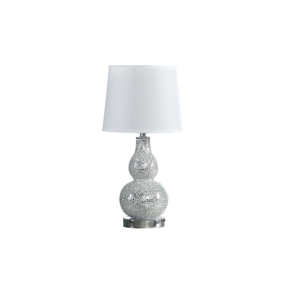 19.5" In Mirror Glass Mosaic Silver Chrome Polyresin Table Lamp. Picture 1