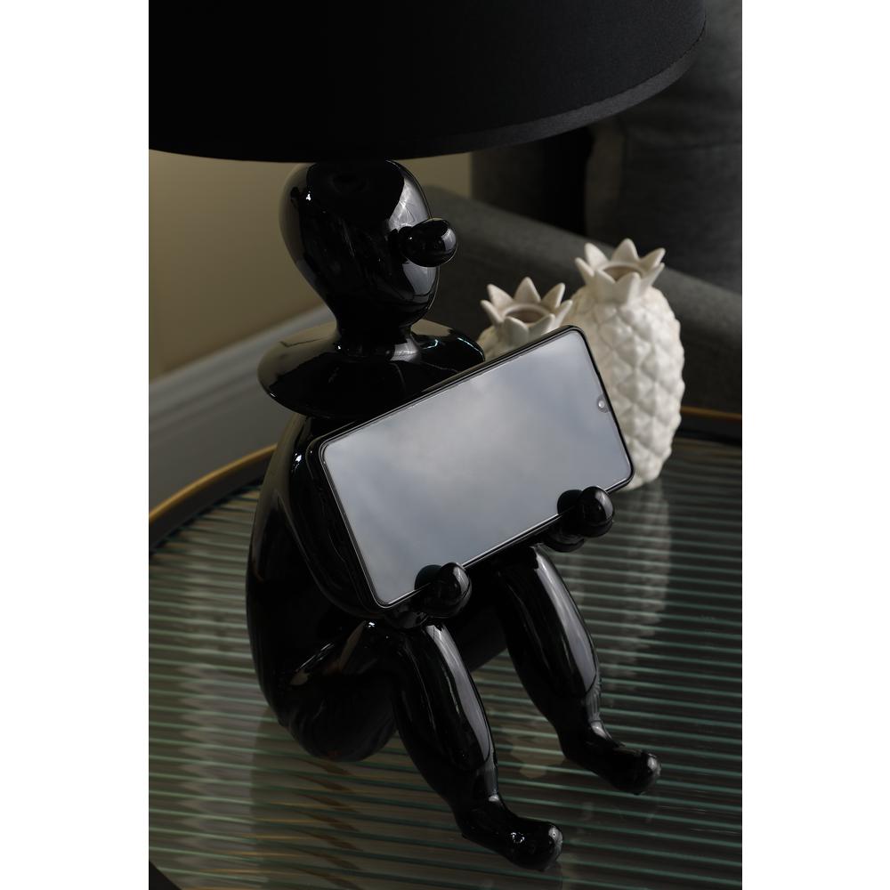 21.25" In Black Modern Clown Phone Holder Resin Table Lamp. Picture 6