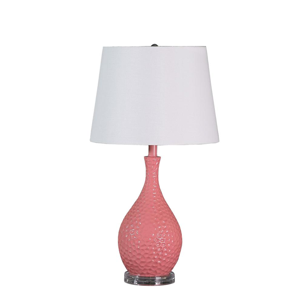 28" in PINK TELLI PEBBLE MID CENTURY RESIN TABLE LAMP. Picture 1