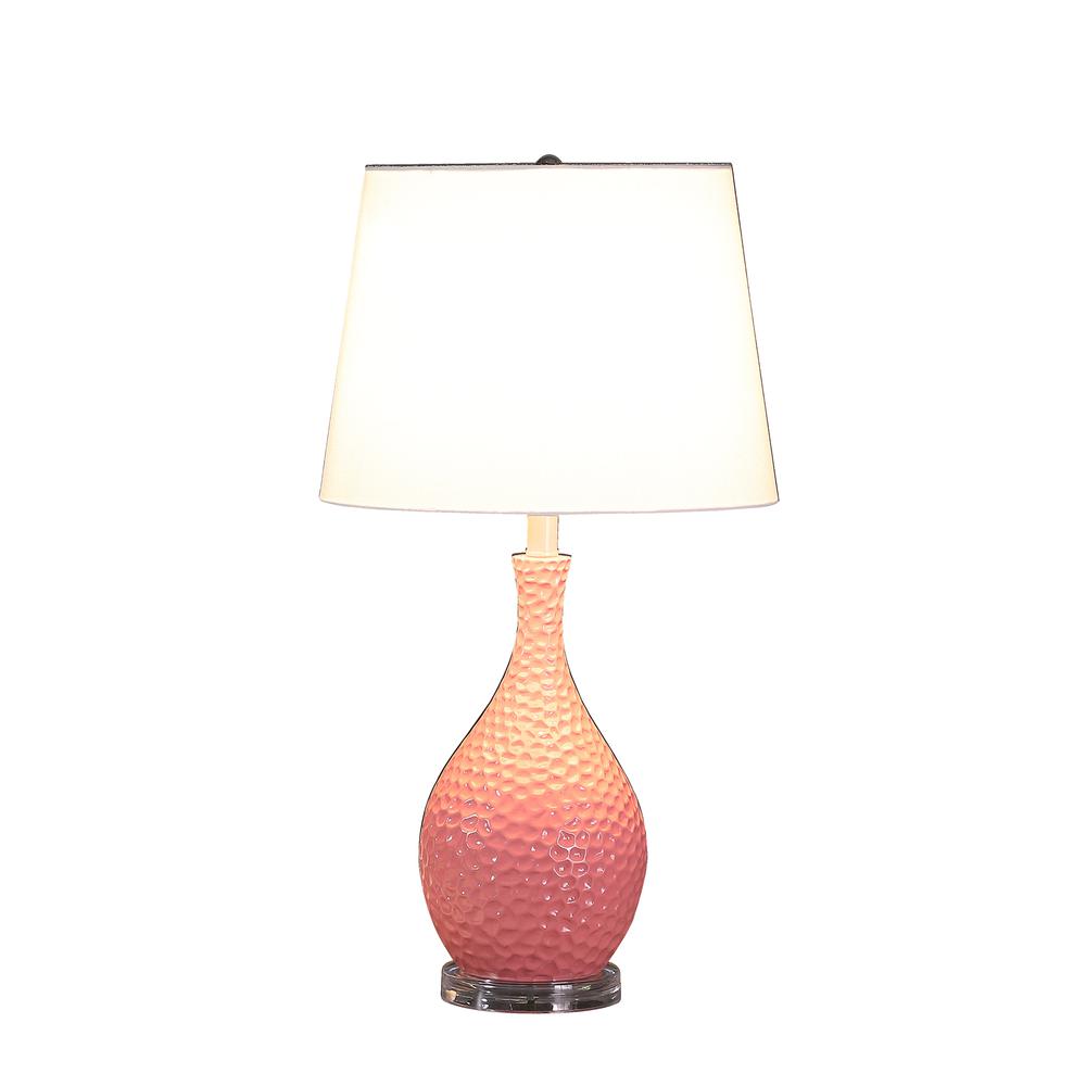 28" in PINK TELLI PEBBLE MID CENTURY RESIN TABLE LAMP. Picture 2