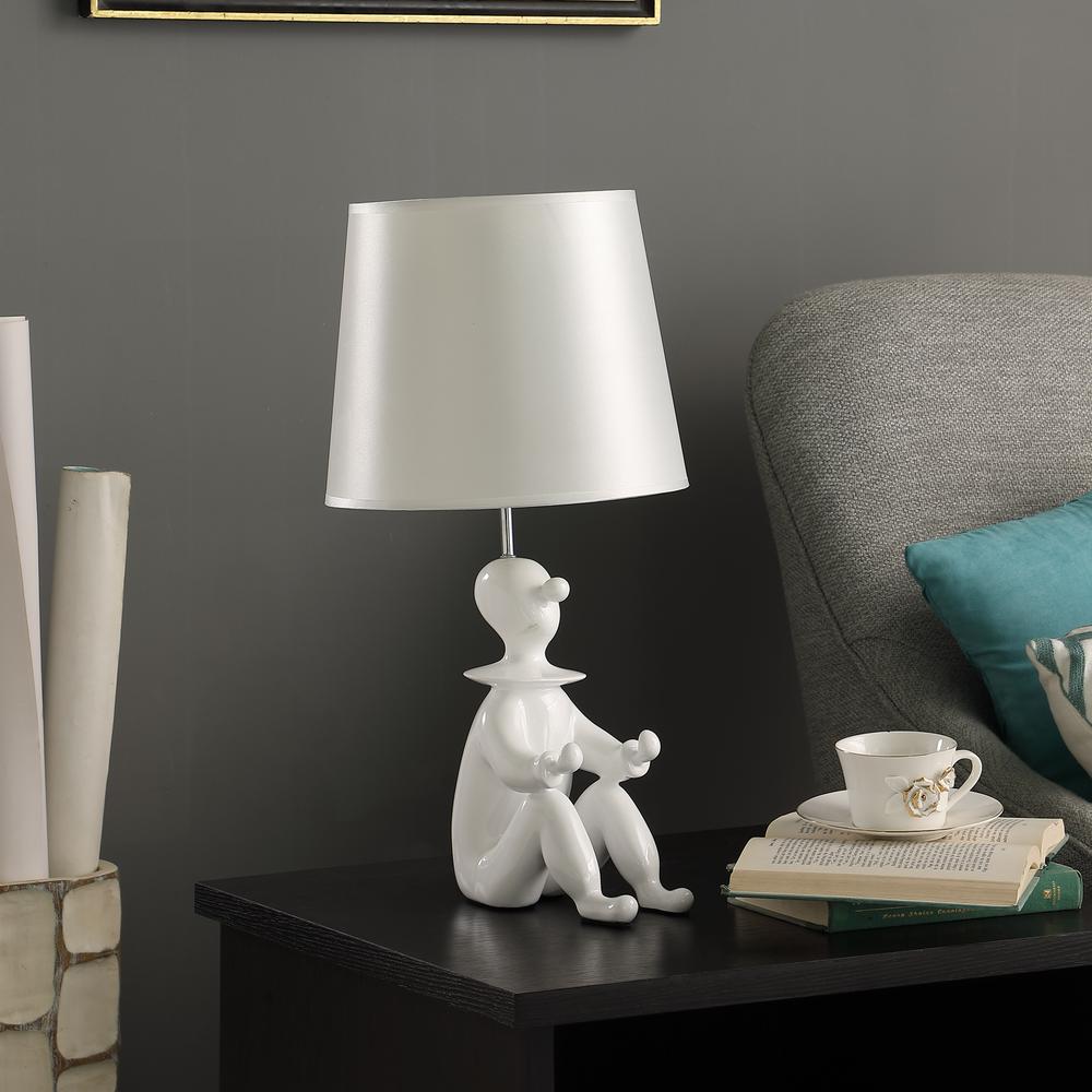 21.25" In White Modern Clown Phone Holder Resin Table Lamp. Picture 3