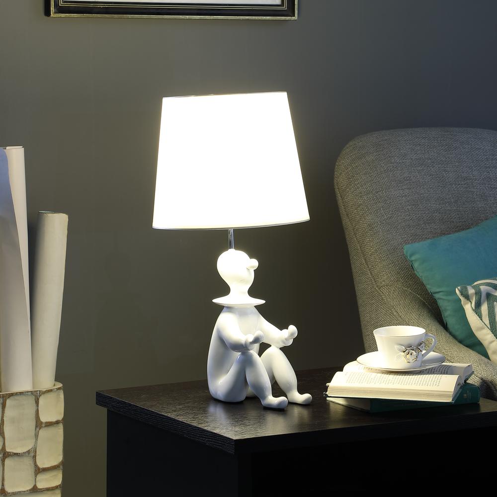 21.25" In White Modern Clown Phone Holder Resin Table Lamp. Picture 5