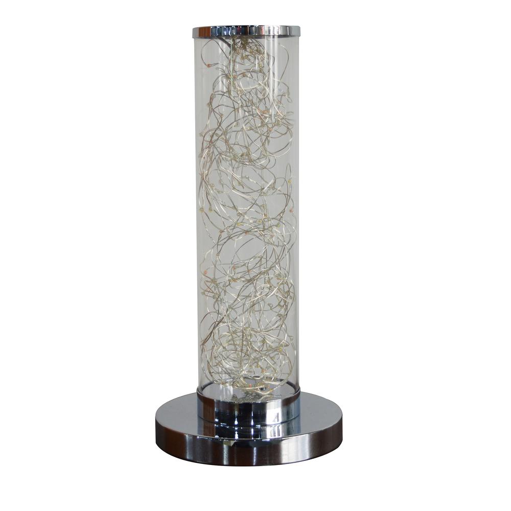 13" In Exposed Rope Led Minari Clear Column Table Lamp. Picture 1