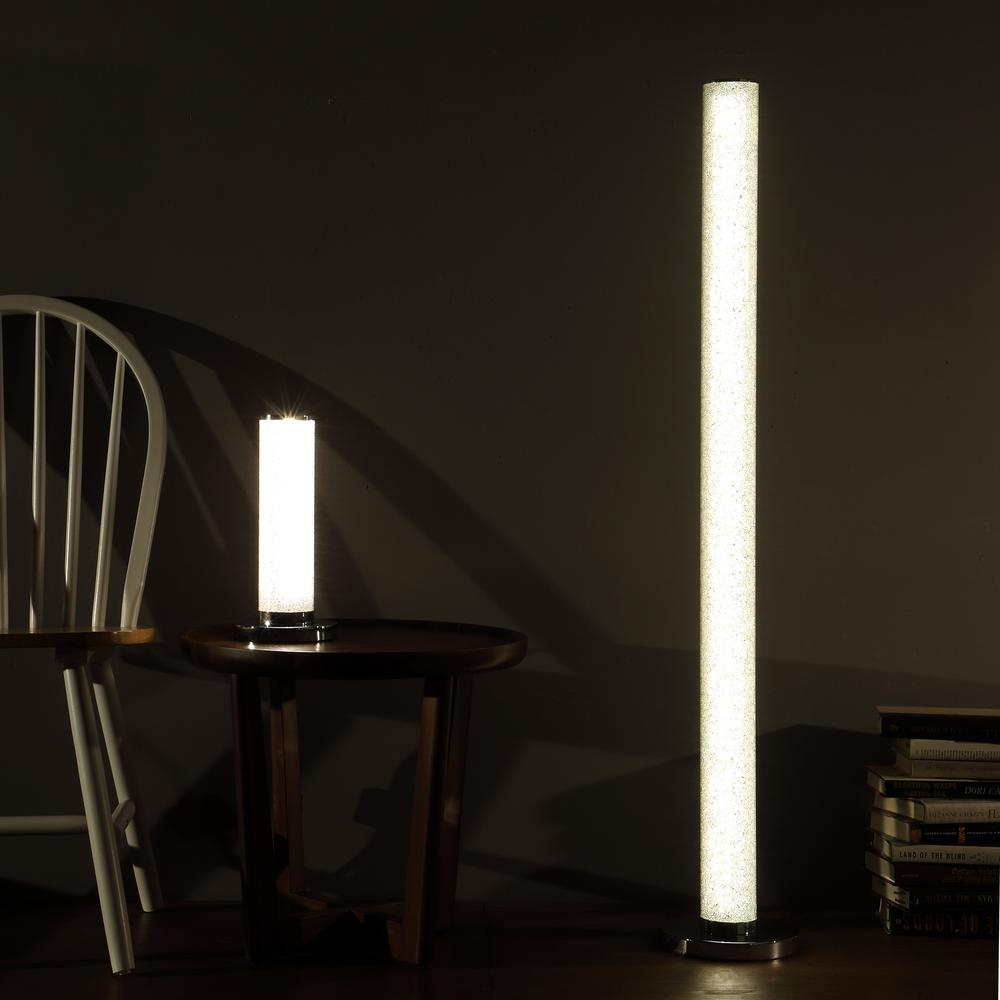 13" In Led Illuminari White Crystal Sandrocks Column Table Lamp. Picture 5