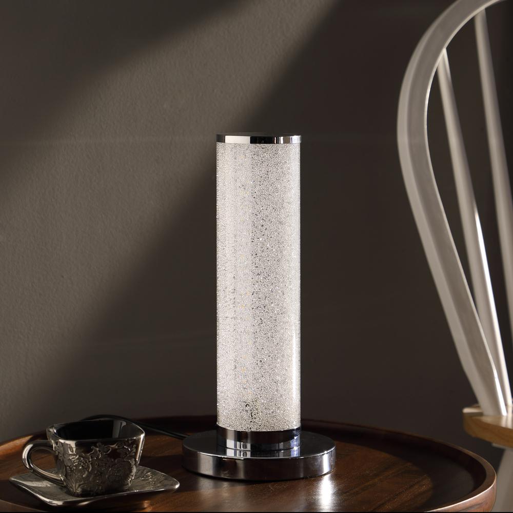 13" In Led Illuminari White Crystal Sandrocks Column Table Lamp. Picture 3