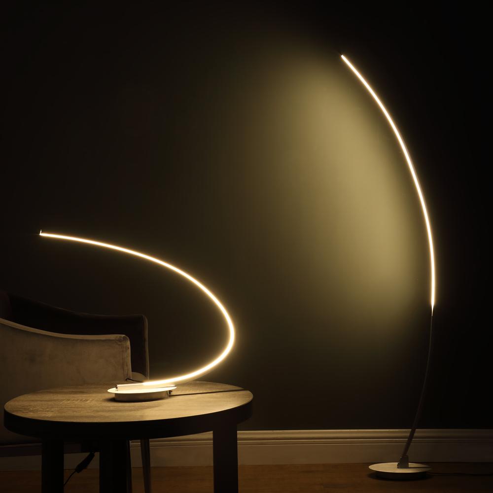 16" In Eli Brushed Nickel Led Arc Tube Table Lamp. Picture 6